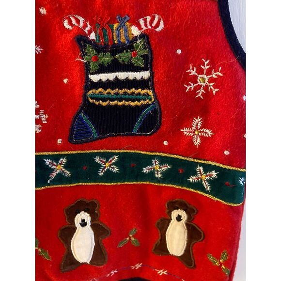 New Direction Plus Wool Blend Christmas Holiday Vest #94153 Bears Gingerbread Ho - Picture 5 of 7